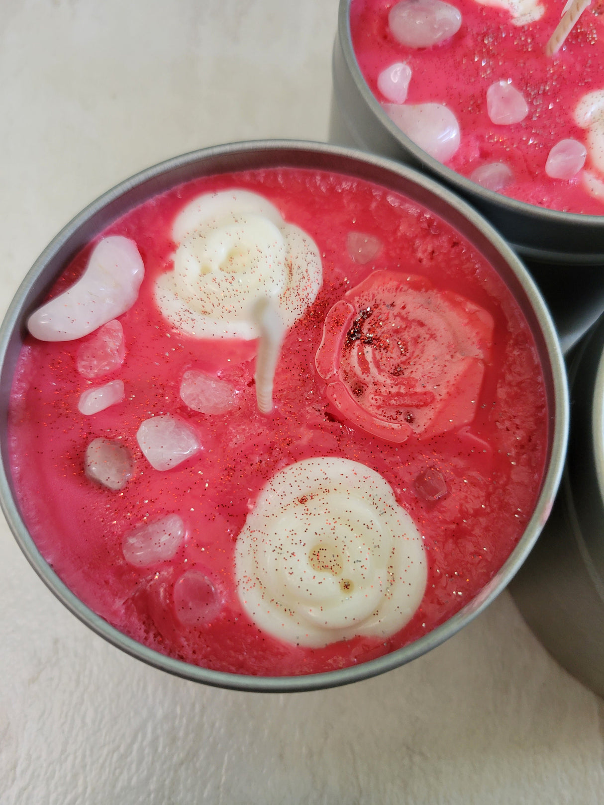 Fresh Roses Soy Candle: Crystal Infused, Aromatherapy Love Candle