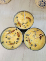 Prosperity Candle: Cinnamon Apple Scented Soy Candle with Pyrite