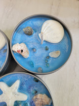 Sea Breeze Candle: Tropical Scent, Shells & Apatite Crystals, 8 oz