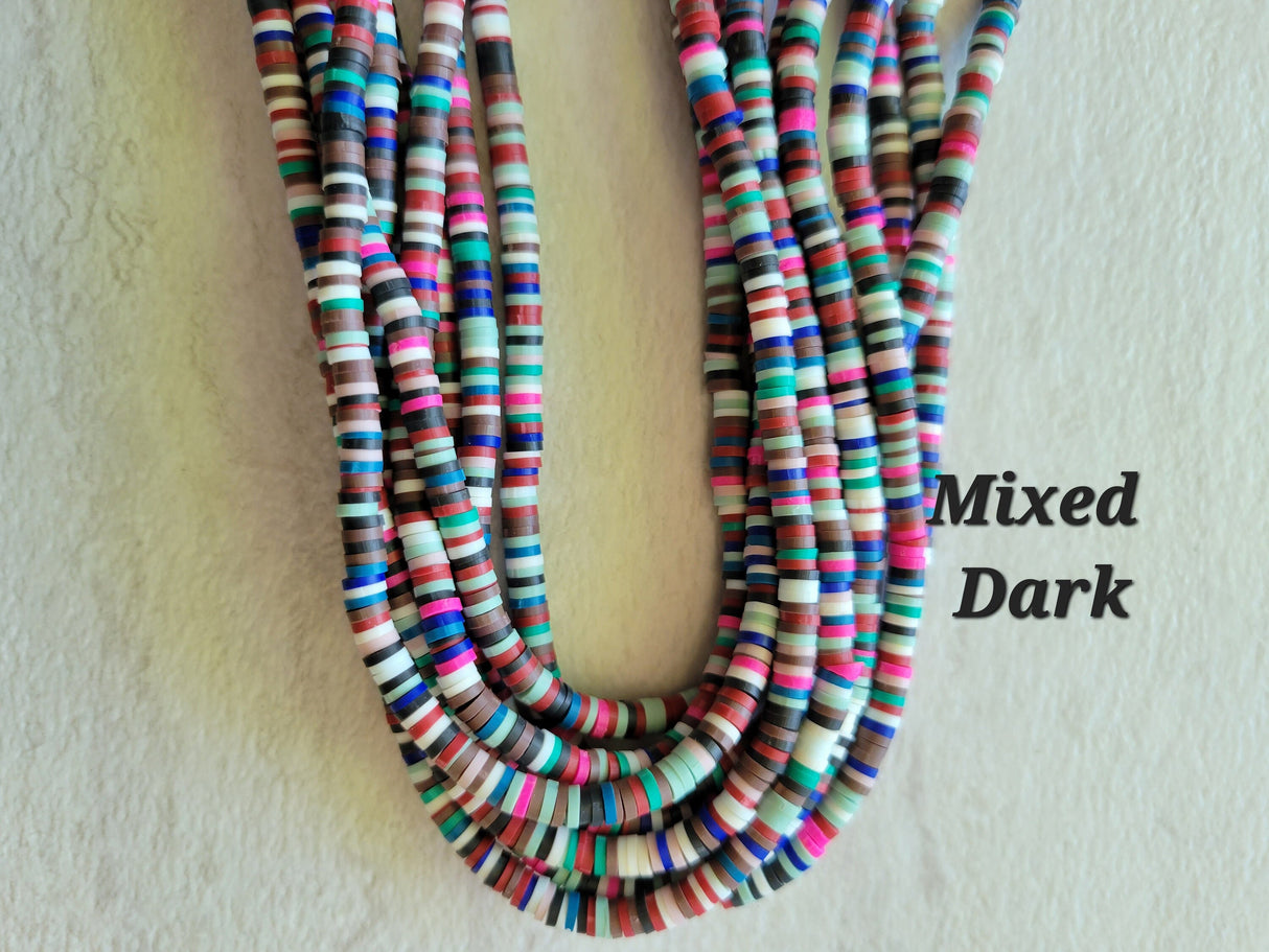 Handmade Polymer Clay Heishi Beads, 4mm Disc Beads