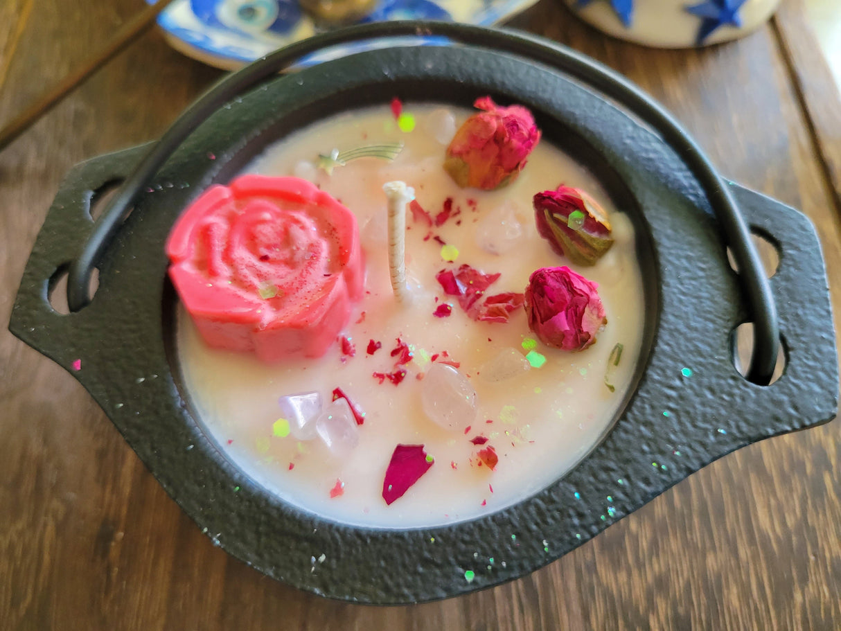 Small cauldron soy candle intention candle