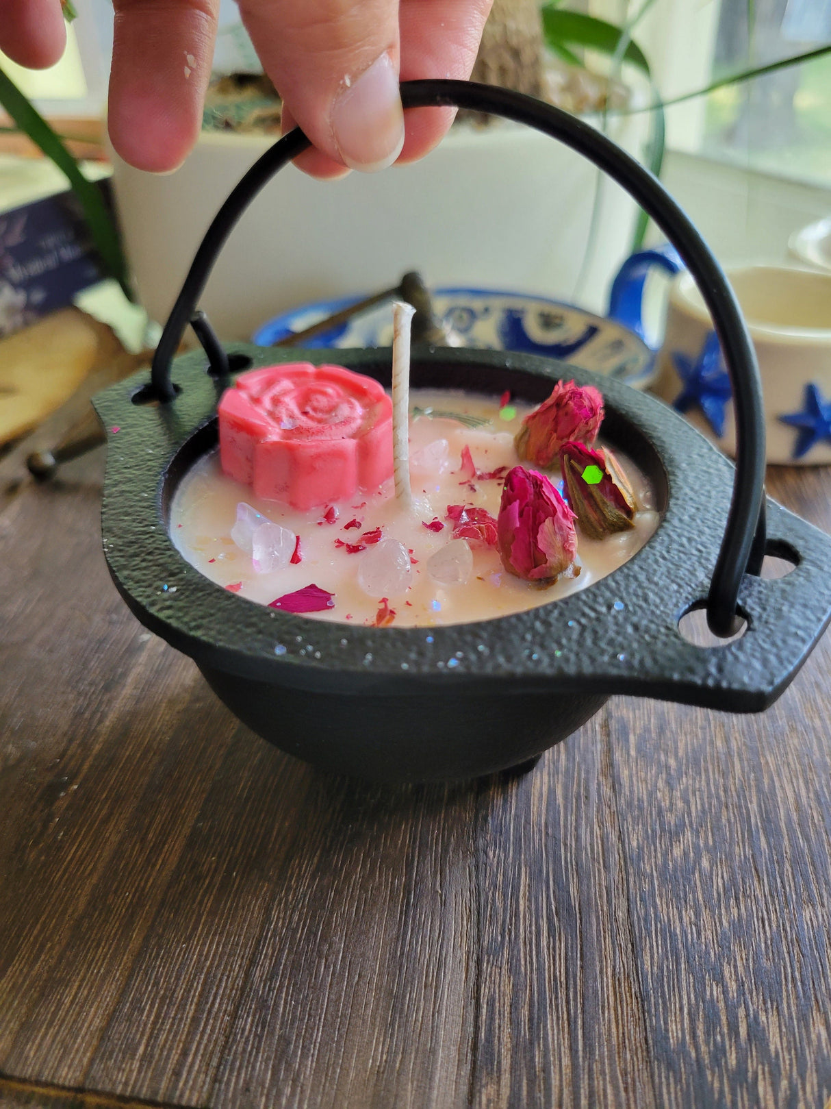 Small cauldron soy candle intention candle