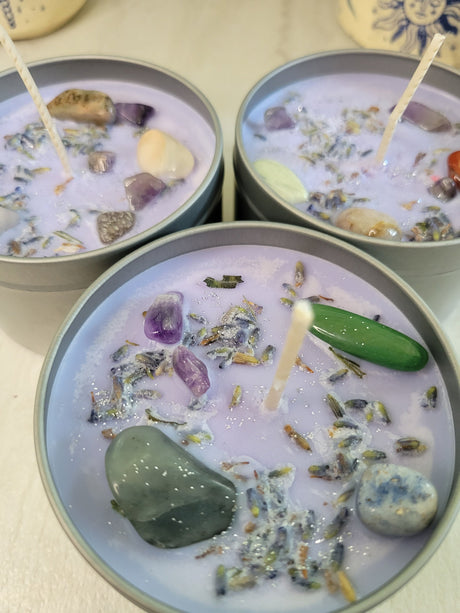 Soy Candles Crystal Chips Candles 8oz Housewarming Candle Hand Poured Candles Gift for her