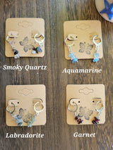 Small Crystal Dangle Earrings: Bohemian Stacked Stone Earrings