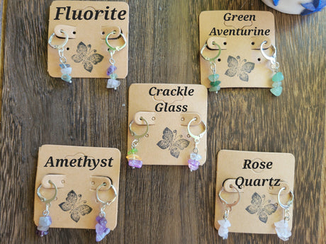 Small Crystal Dangle Earrings: Bohemian Stacked Stone Earrings