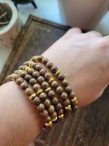 Gemstone Wood Stretch Bracelet: Natural Wenge Beaded Bracelet