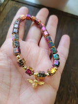 Lava Rock Hexagon Bead Bracelet: Bee Charm Oil Diffuser