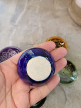 Handmade ceramic incense burner bowls embossed assorted designs, incense cones holder