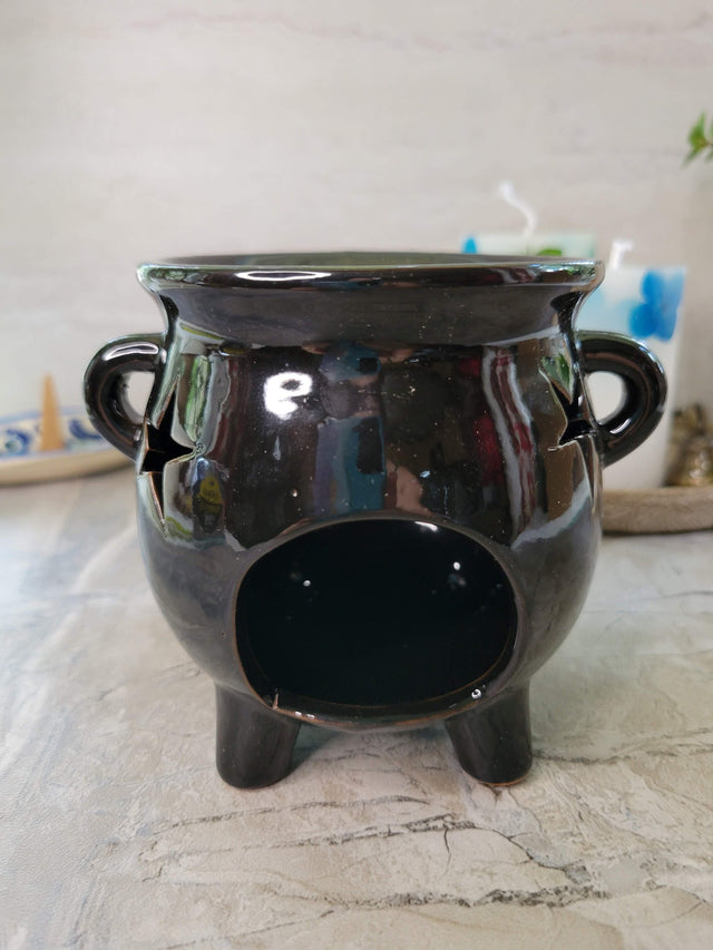 Ceramic cauldron oil burner , wax warmer, metaphysical décor, handmade ceramic