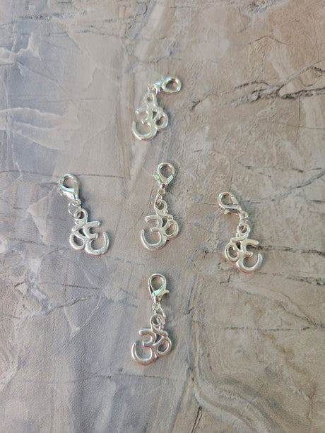 Charm triple moon , pentacle, om ,crescent moon with lobster claw clasps 5 pendants set