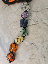 Tie Dye Triple Moon Goddess Car Hanging with Chakra Stones