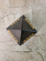 Handmade Black agate, selenite engraved crystal directional pyramid