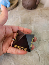 Handmade Black agate, selenite engraved crystal directional pyramid