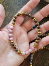 Gemstone Wood Stretch Bracelet: Natural Wenge Beaded Bracelet