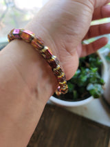 Lava Rock Hexagon Bead Bracelet: Bee Charm Oil Diffuser