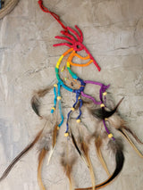 Kokopelli Dreamcatcher: Multi-Colored Beaded Wall Art