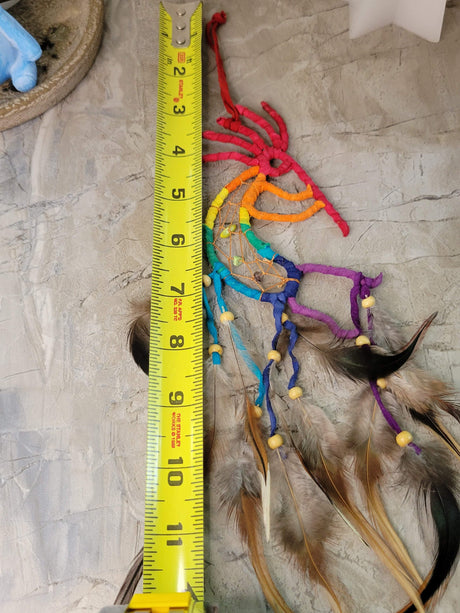 Kokopelli Dreamcatcher: Multi-Colored Beaded Wall Art