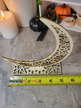 Handmade Wooden Moon Ornament: Witchy Tabletop Decor