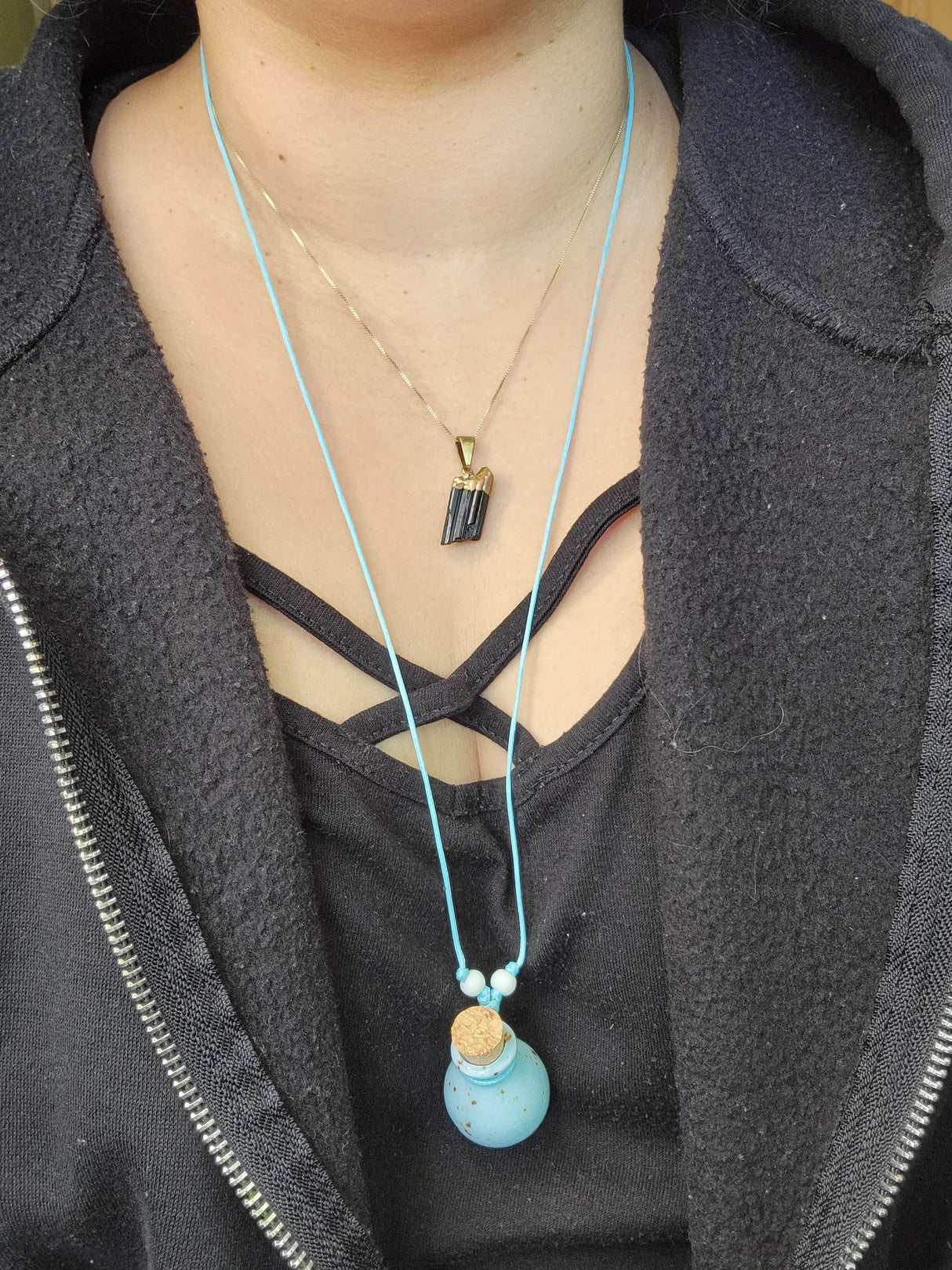 Ceramic perfume bottle pendant necklace , essential oil vial necklace