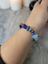 Chakra gemstone stretch bracelets, with crystal threads, handmade stretch bracelets