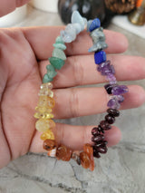 Chakra gemstone stretch bracelets, with crystal threads, handmade stretch bracelets