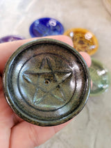 Handmade ceramic incense burner bowls embossed assorted designs, incense cones holder