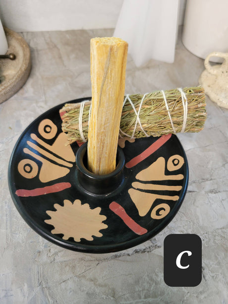 Ceramic gecko design burner handmade, incense stick, palo santo wood burner