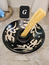 Ceramic gecko design burner handmade, incense stick, palo santo wood burner