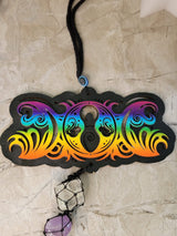 Tie Dye Triple Moon Goddess Car Hanging with Chakra Stones