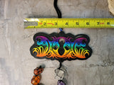 Tie Dye Triple Moon Goddess Car Hanging with Chakra Stones