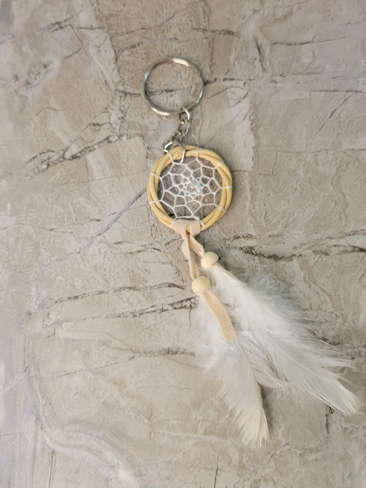 Handmade Dreamcatcher Keychain: Boho Feather Ornament
