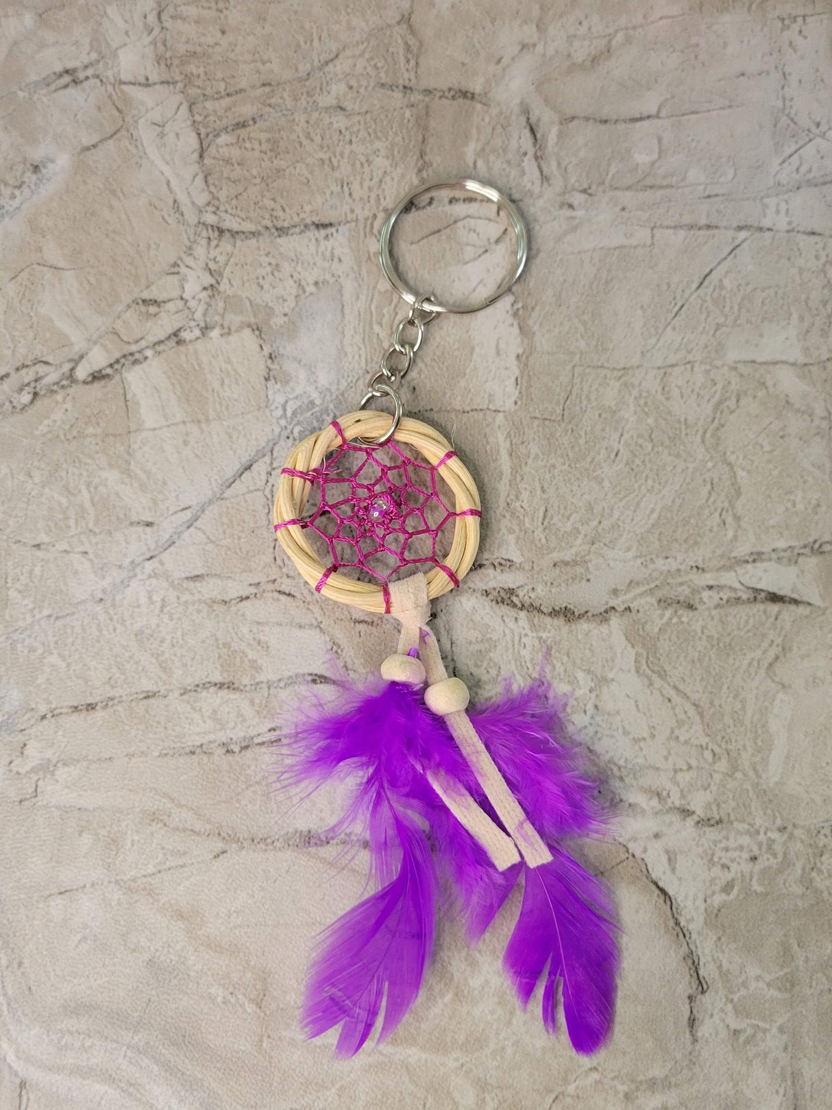 Handmade Dreamcatcher Keychain: Boho Feather Ornament