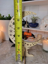 Wooden ornaments, wood tabletop decoration, moon with star, witchy decor