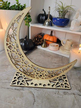 Handmade Wooden Moon Ornament: Witchy Tabletop Decor