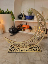 Handmade Wooden Moon Ornament: Witchy Tabletop Decor