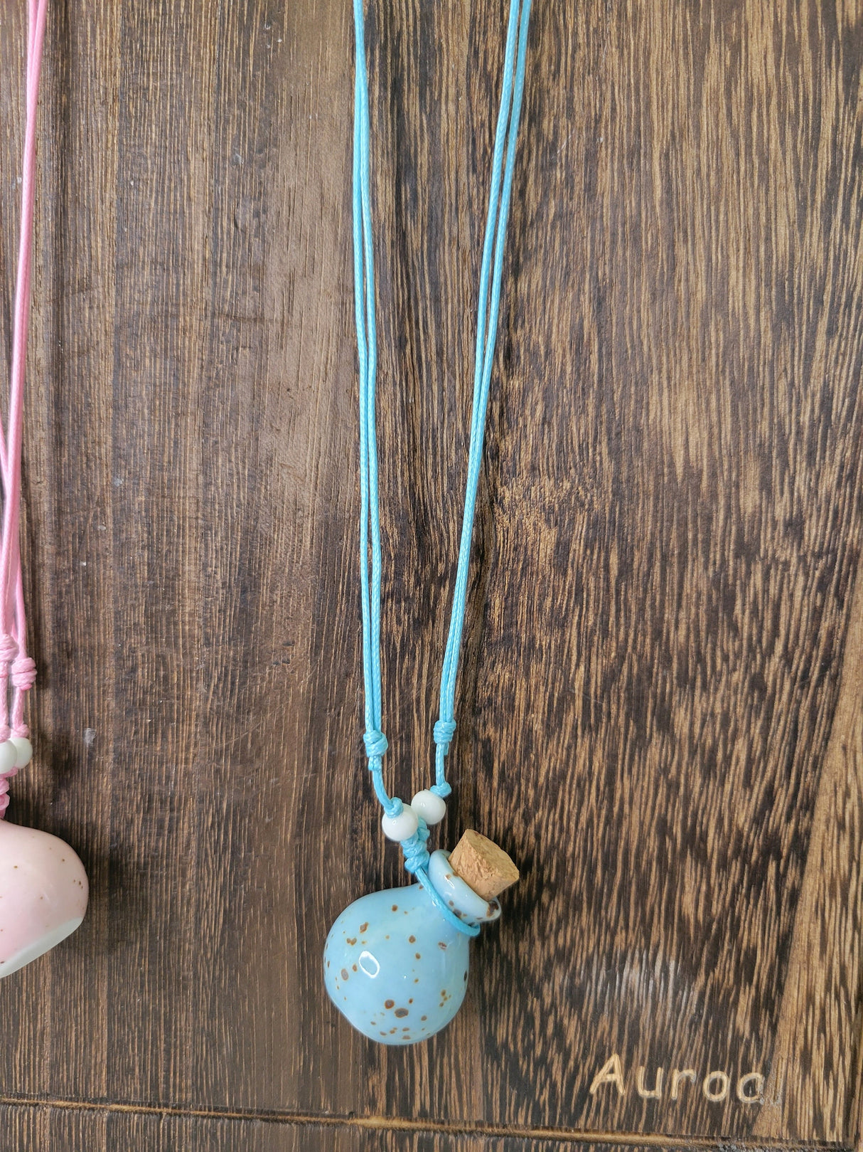 Ceramic perfume bottle pendant necklace , essential oil vial necklace