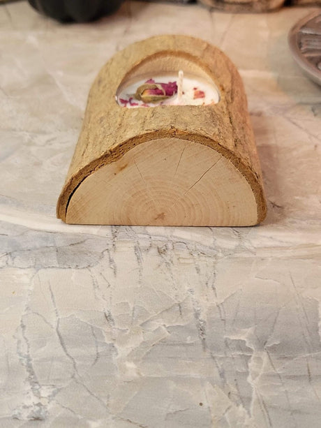 Natural Wood Tealight Holder: Rustic Candlestick