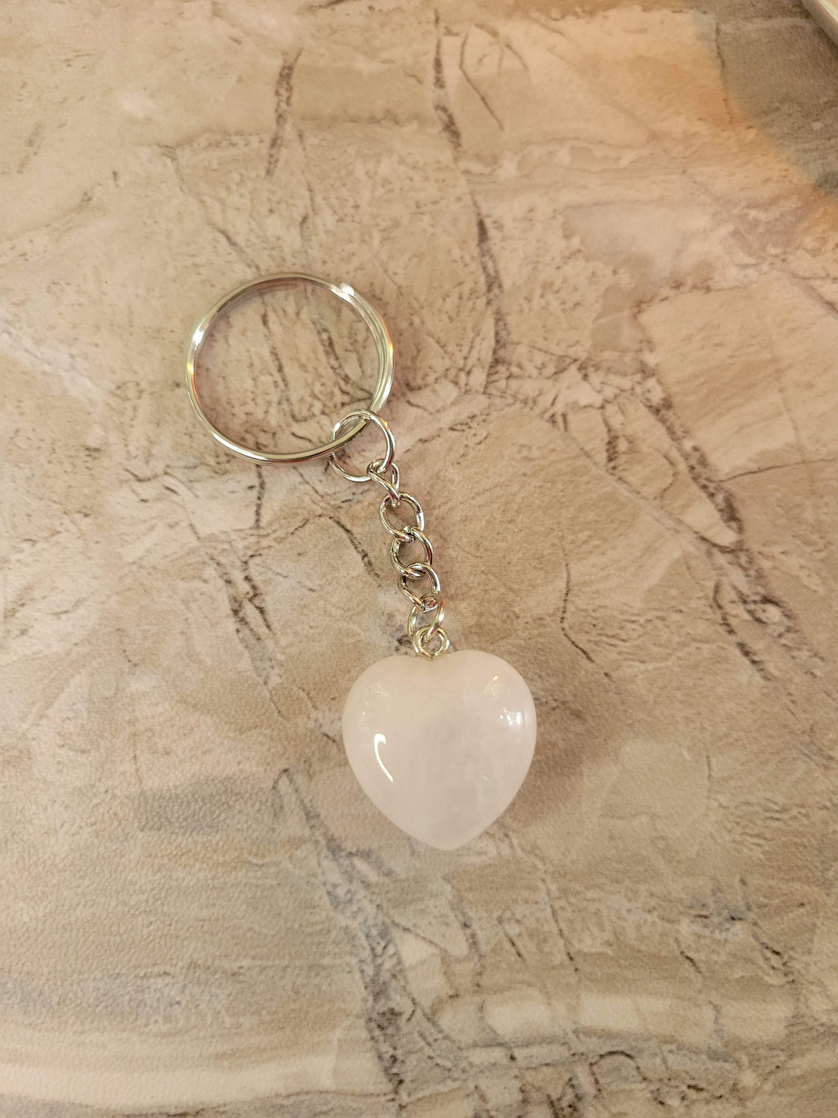 Heart Crystal Keychain: Natural Gemstone Keyring