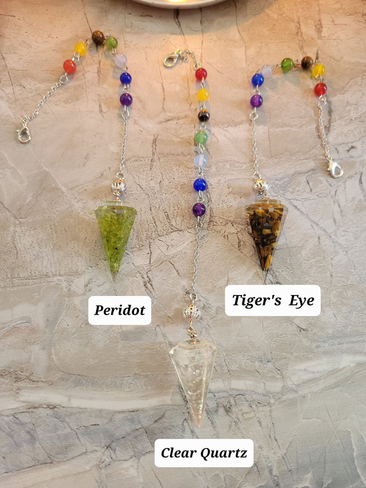 Resin Dowsing Pendulum: Chakra Jewelry with Natural Gemstone Chips