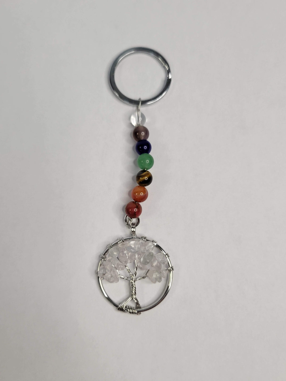 Chakra Keychain: Quartz Crystal Tree of Life Gemstone Keyring