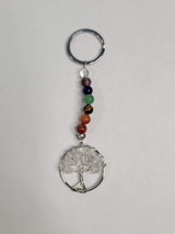 Chakra Keychain: Quartz Crystal Tree of Life Gemstone Keyring