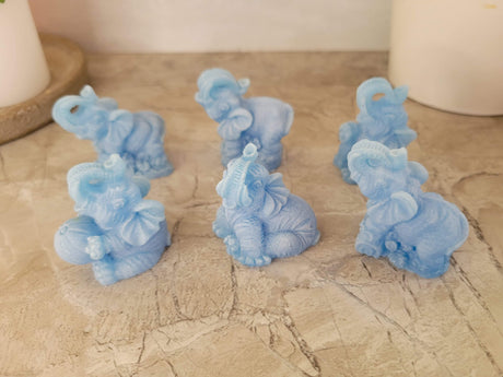 Mini Elephant Figurines: Polyresin Desktop Decor, Gift Set of 6