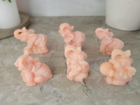 Mini Elephant Figurines: Polyresin Desktop Decor, Gift Set of 6
