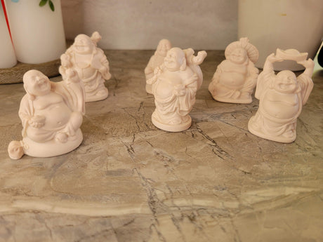 Laughing Buddha Figurines: Lucky Home Decor Altar Set of 6