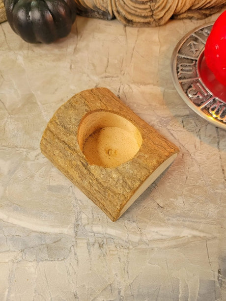 Natural Wood Tealight Holder: Rustic Candlestick
