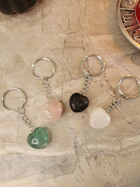 Heart Crystal Keychain: Natural Gemstone Keyring