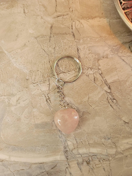 Heart Crystal Keychain: Natural Gemstone Keyring