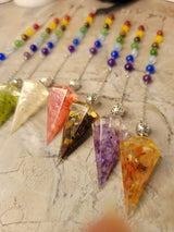 Resin Dowsing Pendulum: Chakra Jewelry with Natural Gemstone Chips