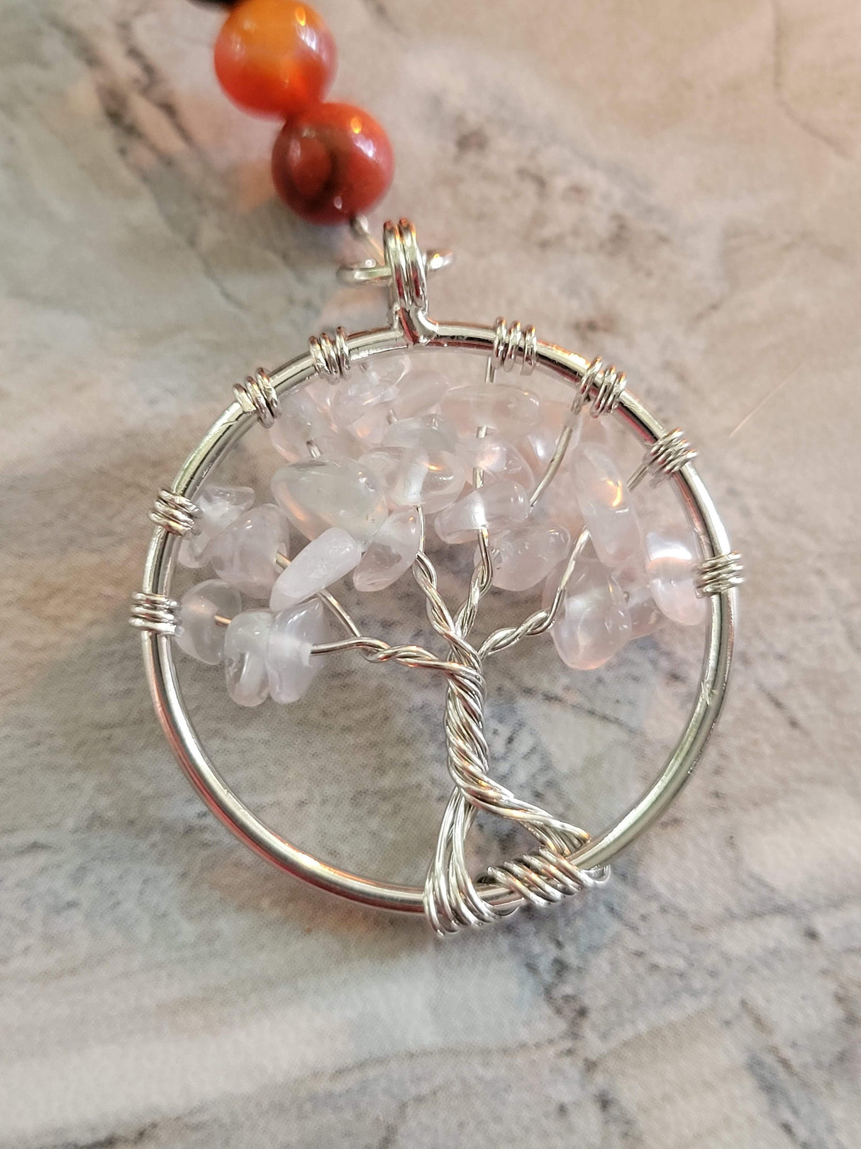 Chakra Keychain: Quartz Crystal Tree of Life Gemstone Keyring