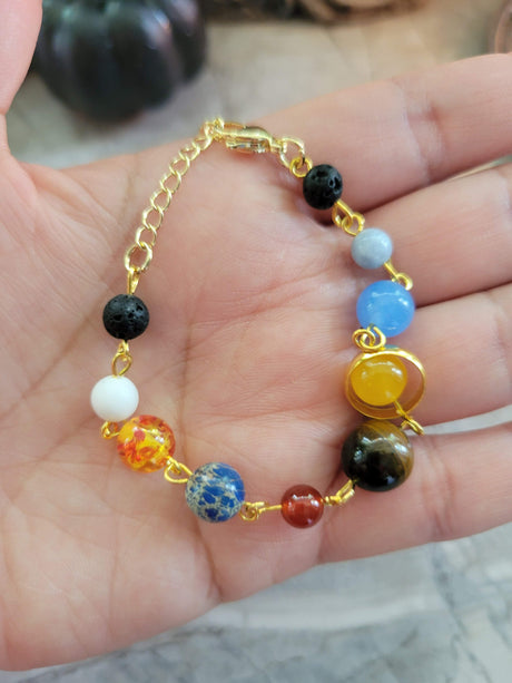 Universe galaxy the nine planets guardian star, natural mixed gemstone beads bracelets